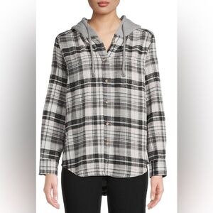 Time and Tru Women's Hooded Flannel Top